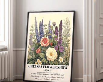 Chelsea Botanical  Print, Vintage Floral Wall Art, English Garden Illustration, Flower Poster Gift, William Morris Style