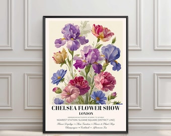 Schnürsenkel Blumenmarkt-Druck, Vintage London-Plakat, William Morris-Stil, botanische Wandkunst