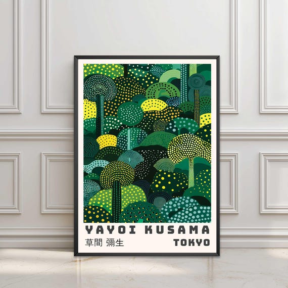 パ*ム様 キムタク　私物　BACKDROP　×　Warner　COYOTE コヨ Yayoi Kusama Forest Print Japandi Wall Art, Japanese Poster Nature