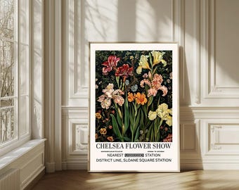 Schnürsenkel-Blumenmarkt, Iris Blumenwand-Kunst, William Morris Art-Vintage botanischer Druck, englischer Garten-Plakatgeschenk