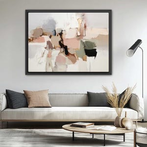Blush Wall Art Elegant Abstract Gold Canvas Print Large Neutral Nordic Canvas Print Contemporary Japandi Modern Framed Canvas Wabi Sabi Art