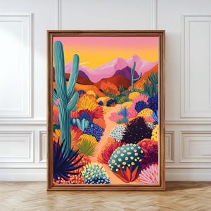 Desert  Wall Art Print, Mexico Wall Art, Cactus Landscape Poster, Southwestern Home Decor, American West Style Art