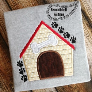 Dog House applique embroidery design