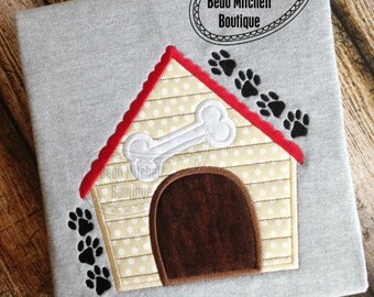 Dog House applique embroidery design