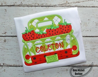 Strawberry Truck applique embroidery design