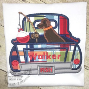 Fishing Dog Truck applique