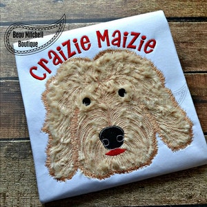 Rudy the goldendoodle applique embroidery design