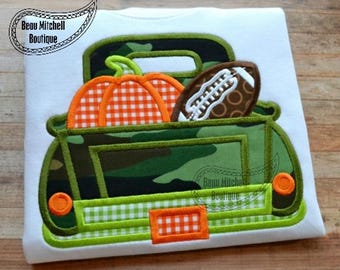 Fall Truck applique embroidery design