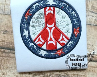 Peace circle with stars applique