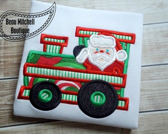 Santa Train Applique Embroidery Design