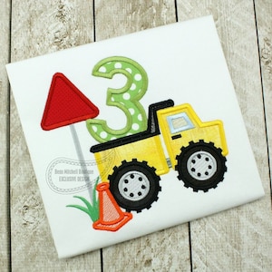 Construction number 3 Dump truck applique - A BMB EXCLUSIVE design!