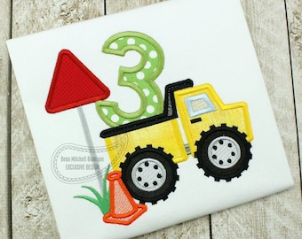 Construction number 3 Dump truck applique - A BMB EXCLUSIVE design!