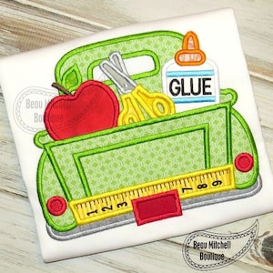 School Truck applique embroidery design