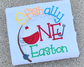 O"fish"ally ONE applique embroidery design