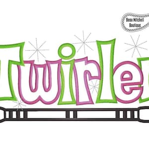 TWIRLER with Baton applique embroidery design