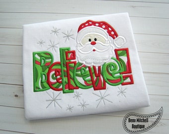 Santa Believe applique embroidery design