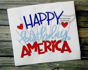 Happy Birthday America embroidery design