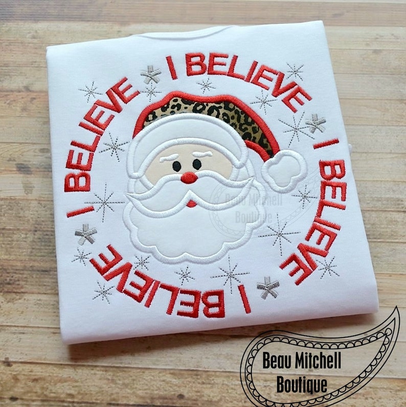 Santa i believe circle applique embroidery design  etsy