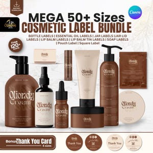 Custom Cosmetic Small Beauty Business Body Butter Product Skincare Label Bundle Canva, Packaging Template Makeup Sticker, Modern Label DIY