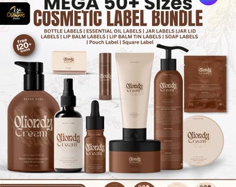 Custom Cosmetic Small Beauty Business Body Butter Product Skincare Label Bundle Canva, Packaging Template Makeup Sticker, Modern Label DIY