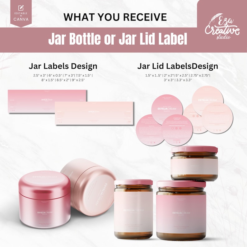 Editable Cosmetic Mega Bundle Label Design Canva, 50+ Custom Skincare Beauty Body Product Label Sizes, Bottle, Soap, Jar Label, ThankYouCard