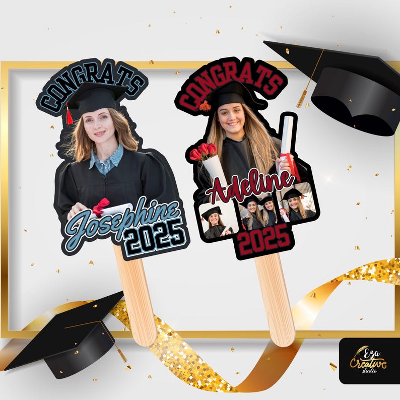2025 Graduation Fan Template: Photo Collage, Custom Grad Paddle (canva ...