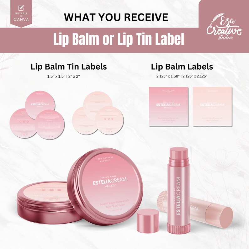 Editable Cosmetic Mega Bundle Label Design Canva, 50+ Custom Skincare Beauty Body Product Label Sizes, Bottle, Soap, Jar Label, ThankYouCard