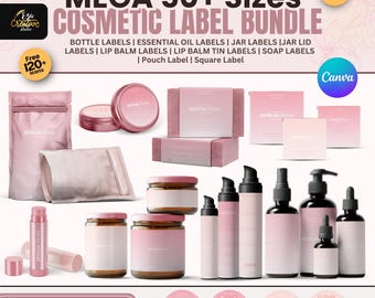 Editable Cosmetic Label Templates, 50+ Sizes, Canva (Digital Download)