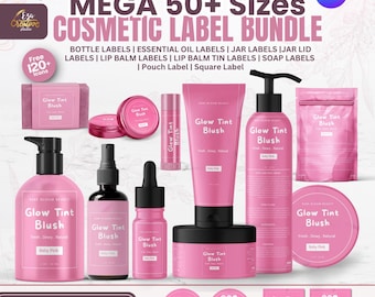Editable Cosmetic Label Templates Bundle | Pink Skincare & Beauty Branding Kit