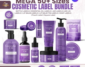 Editable Lavender Cosmetic Labels | Essential Oil Canva Templates (Digital Download)