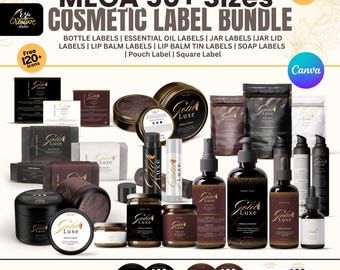 Cosmetic Label Bundle, 50+ Sizes, DIY Canva Templates