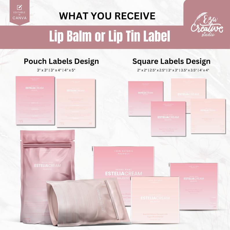 Editable Cosmetic Mega Bundle Label Design Canva, 50+ Custom Skincare Beauty Body Product Label Sizes, Bottle, Soap, Jar Label, ThankYouCard