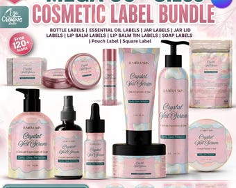 Editable Cosmetic Label Templates | Pastel Skincare Bundle (Canva)