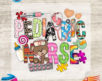 Cute Pediatric Nurse DTF Transfer, Ready Press Design