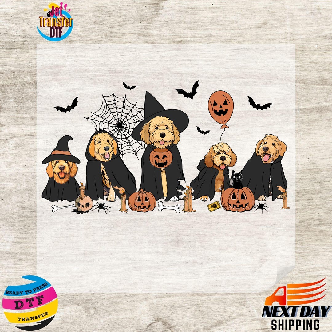 Golden Retriever Ghost DTF Transfer: Halloween Dog Clipart - Etsy