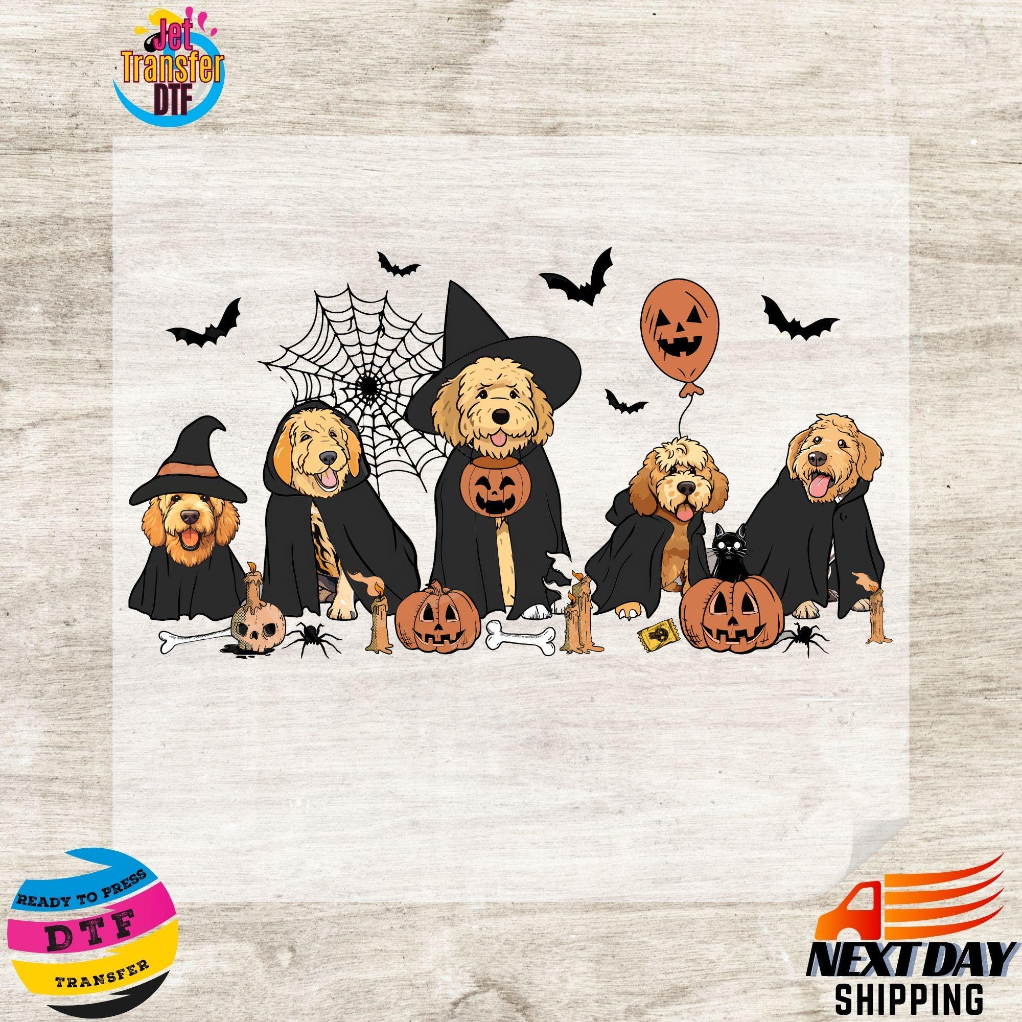 Golden Retriever Halloween Ghost Dogs DTF Transfers, Halloween Dog Clipart Ready to Press, Halloween DTF, Halloween Golden Retriever DTF