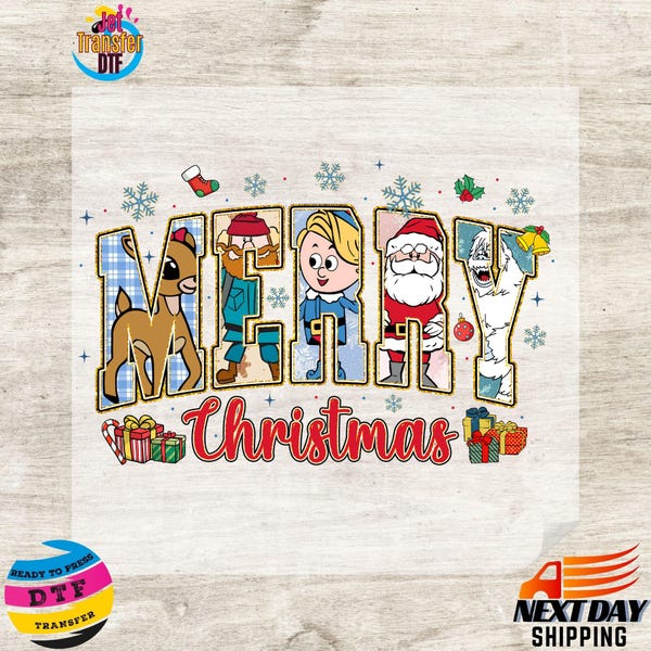 Christmas Cartoon Friends DTF Transfer, Ready to Press