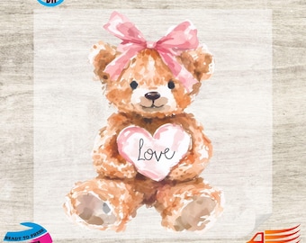 Love Bear DTF Transfer, Coquette Valentine's Day Heat Transfer