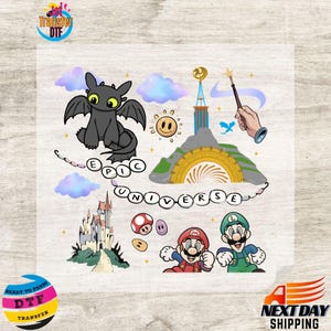Epic Universe Mario DTF Transfers, Pastel Retro Design, Mario Bros Ready to Press, Disney DTF Transfer, Epic Universe Dtf Press, Mario DTF