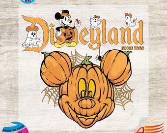 Retro Disneyland Mickey Mouse Halloween Pumpkin DTF Transfer