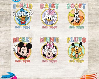Retro Disney Mickey and Friends Checkered DTF Transfer