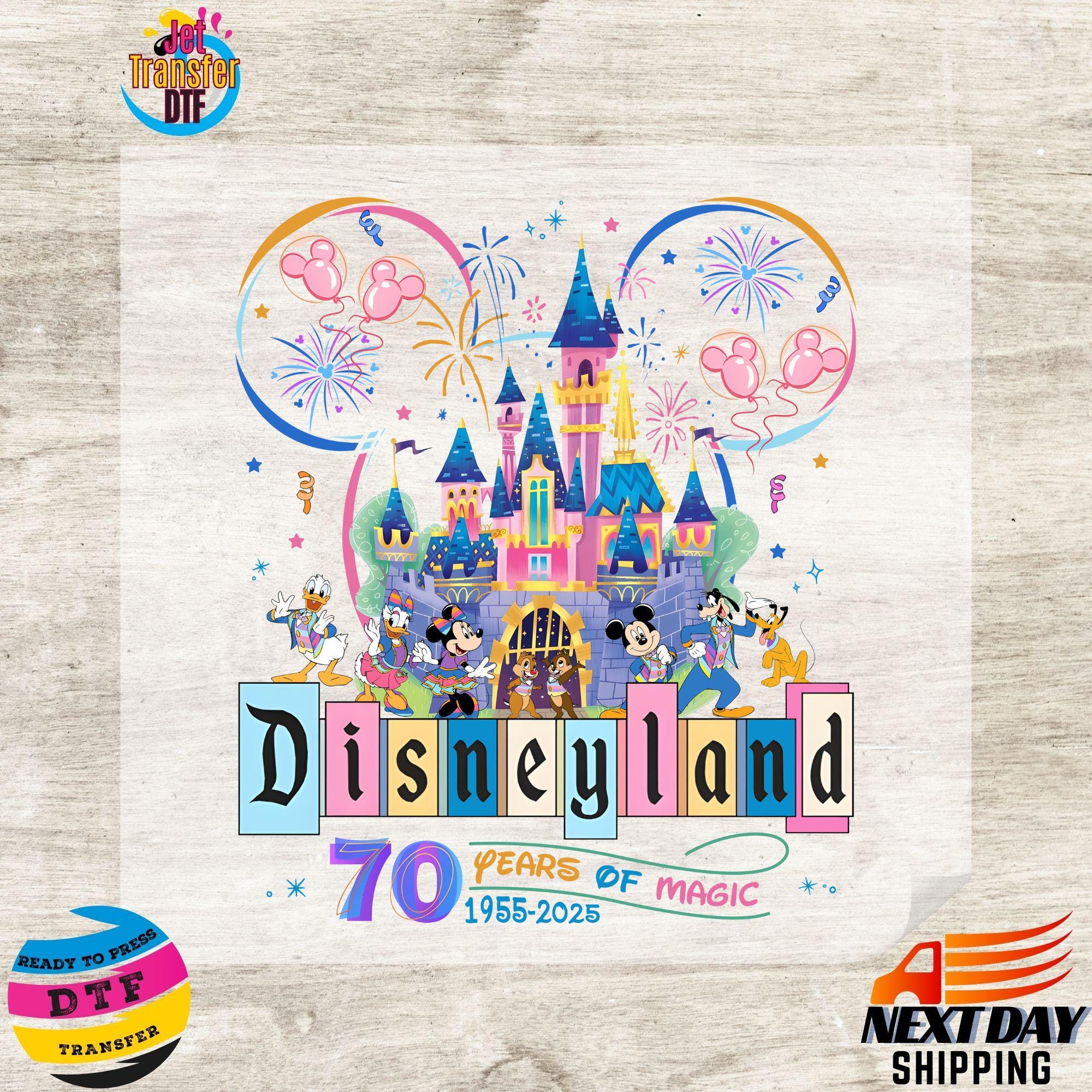 Disney 70th Anniversary DTF Transfer, Magic Kingdom, Disneyland - Etsy