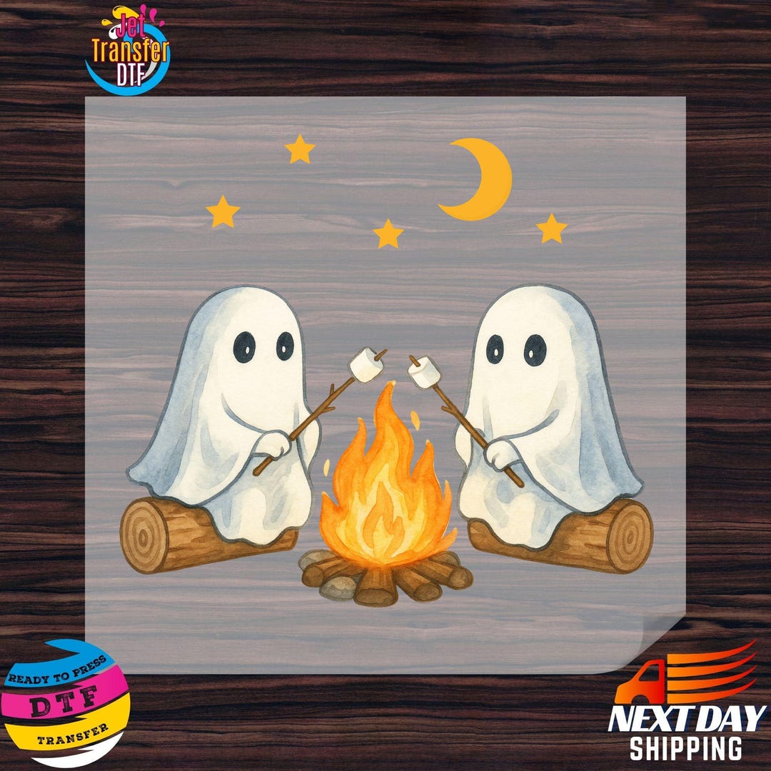 Cute Camping Ghosts DTF Transfer, Halloween Campfire Print - Etsy