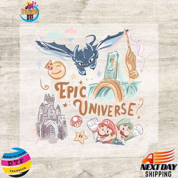 Epic Universe Mario Bros DTF Transfer: Pastel Retro Design