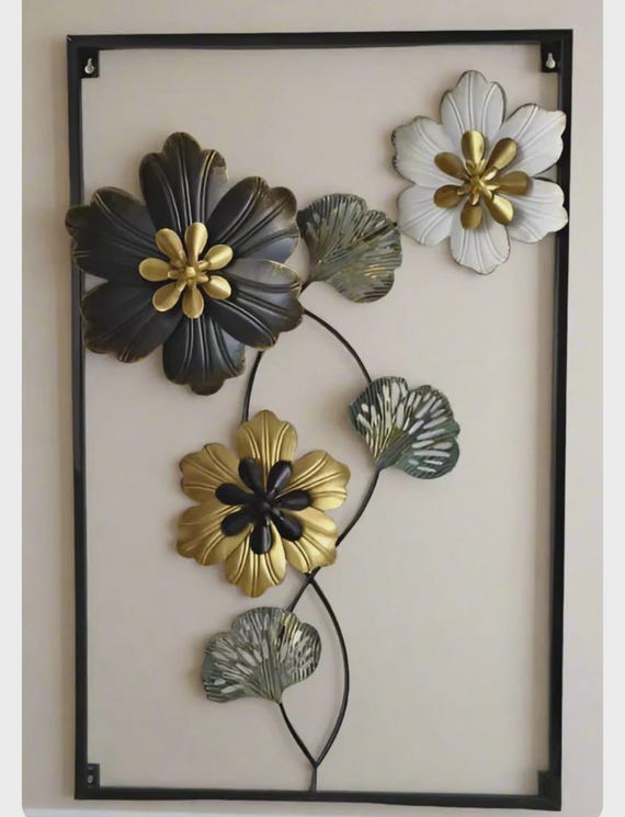 美術品・アンティーク・コレクション 花の絵画 金属製フレーム付き