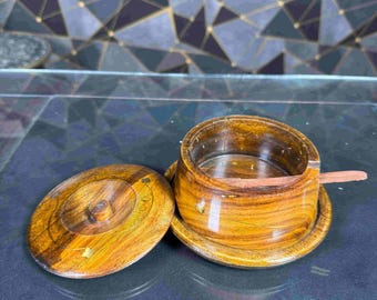 Wooden Sugar Bowl, Rustic Kitchen Sugar Pot, Handmade Wood Jar, Sugar Storage, Baking Supplies, Gift for Cooks Handmade Wooden Storage Jar