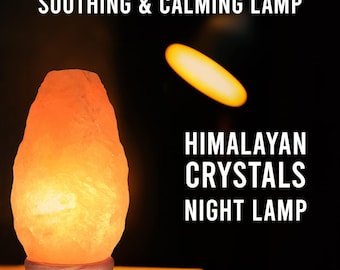 Lampada notturna con bagliore himalayano, base in legno di Neem e sale rosa, 6-8 libbre, interruttore dimmer, cristallo di sale, atmosfera delicata e rilassante, arredamento per la casa, camera da letto