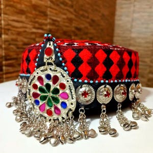Halima Sultan Style Handmade Cap for Women & Girls with Elegant Jewellery Traditional Afghani Female Cap Perfect for Cultural Festive