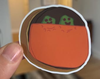Two Pickles Getting Tucked In Sticker:  SB fan art Meme, Matte Vinyl Decal