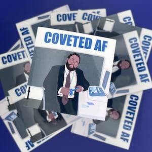 Severance Sticker - Dylan G. ‘Coveted AF’ Hand-Drawn Fan Art, Glossy Weatherproof Vinyl Decal, Sci-Fi TV Show Sticker, Fan Art Gift